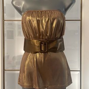 FOREVER 21 GOLD HALTER TOP